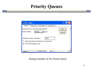 13
Dialog window of the Stack block
Priority Queues
 
