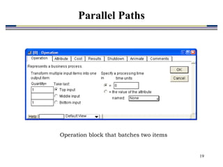 19
Operation block that batches two items
Parallel Paths
 