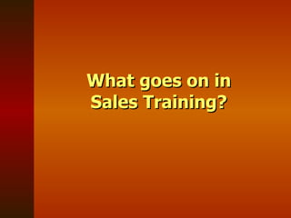 What goes on in Sales Training? 