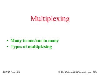 Multiplexing ,[object Object],[object Object],WCB/McGraw-Hill    The McGraw-Hill Companies, Inc., 1998 