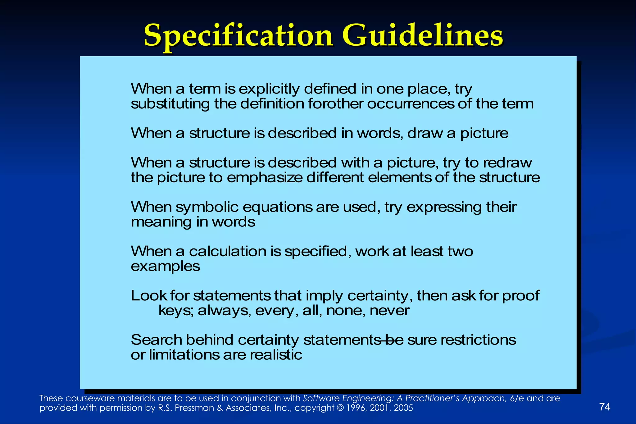 Specification Guidelines 