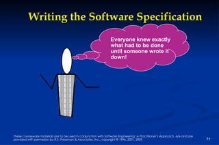 Writing the Software Specification Everyone knew exactly what had to be done until someone wrote it down! 