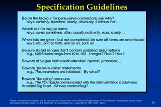 Specification Guidelines 