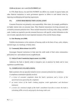 Chapter08: Bank Legislation and Regulation Report | PDF