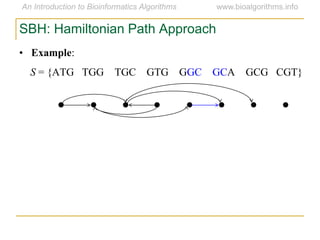 SBH: Hamiltonian Path Approach
• Example:
S = {ATG TGG TGC GTG GGC GCA GCG CGT}
 