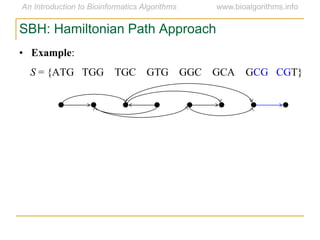 SBH: Hamiltonian Path Approach
• Example:
S = {ATG TGG TGC GTG GGC GCA GCG CGT}
 