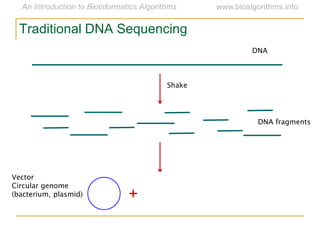 +
DNA
Shake
DNA fragments
Vector
Circular genome
(bacterium, plasmid)
Traditional DNA Sequencing
 