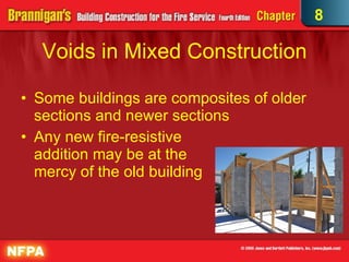 Voids in Mixed Construction Some buildings are composites of older sections and newer sections  Any new fire­resistive  addition may be at the  mercy of the old building 8 