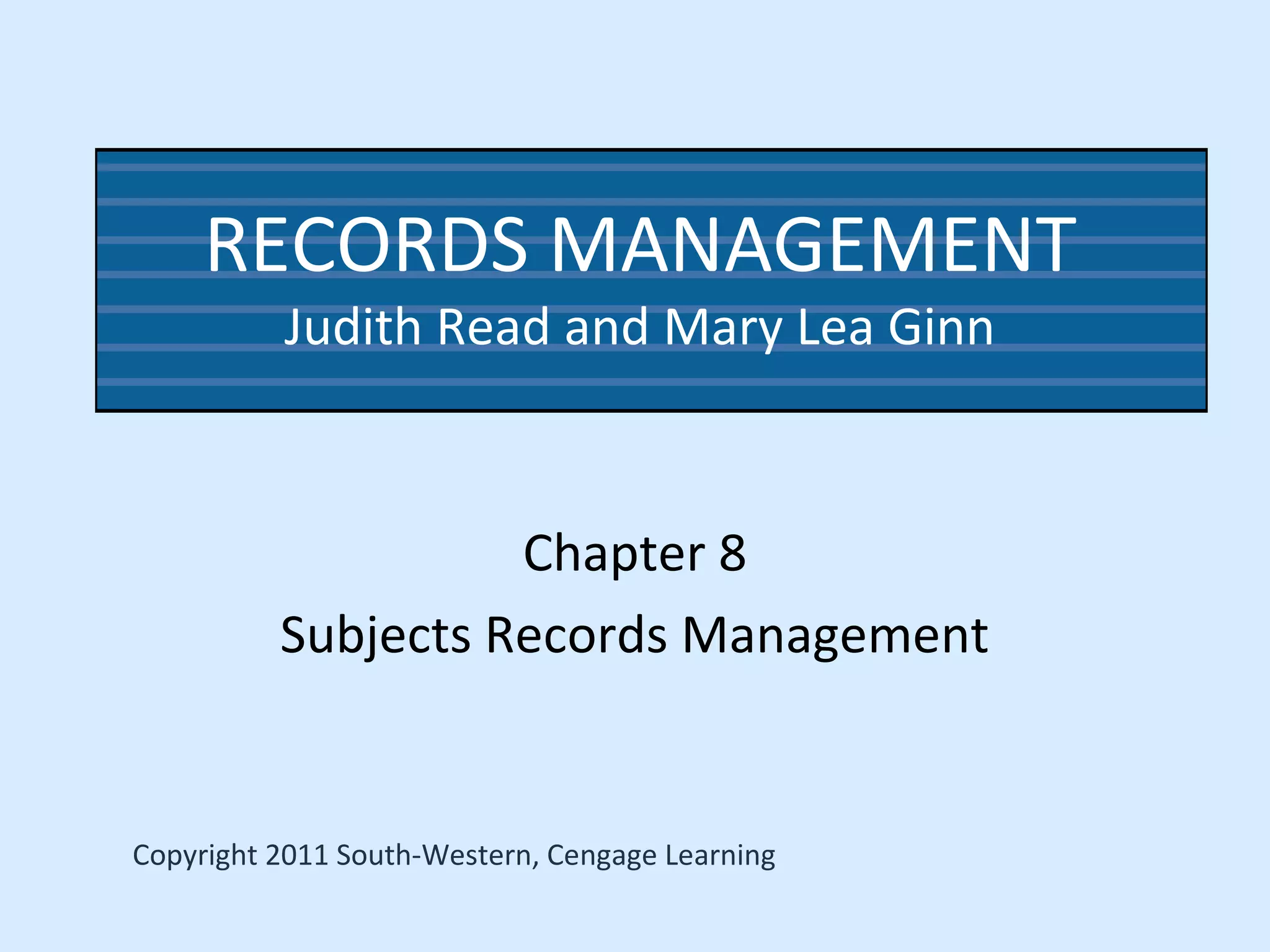 Ch08 records management | PPT