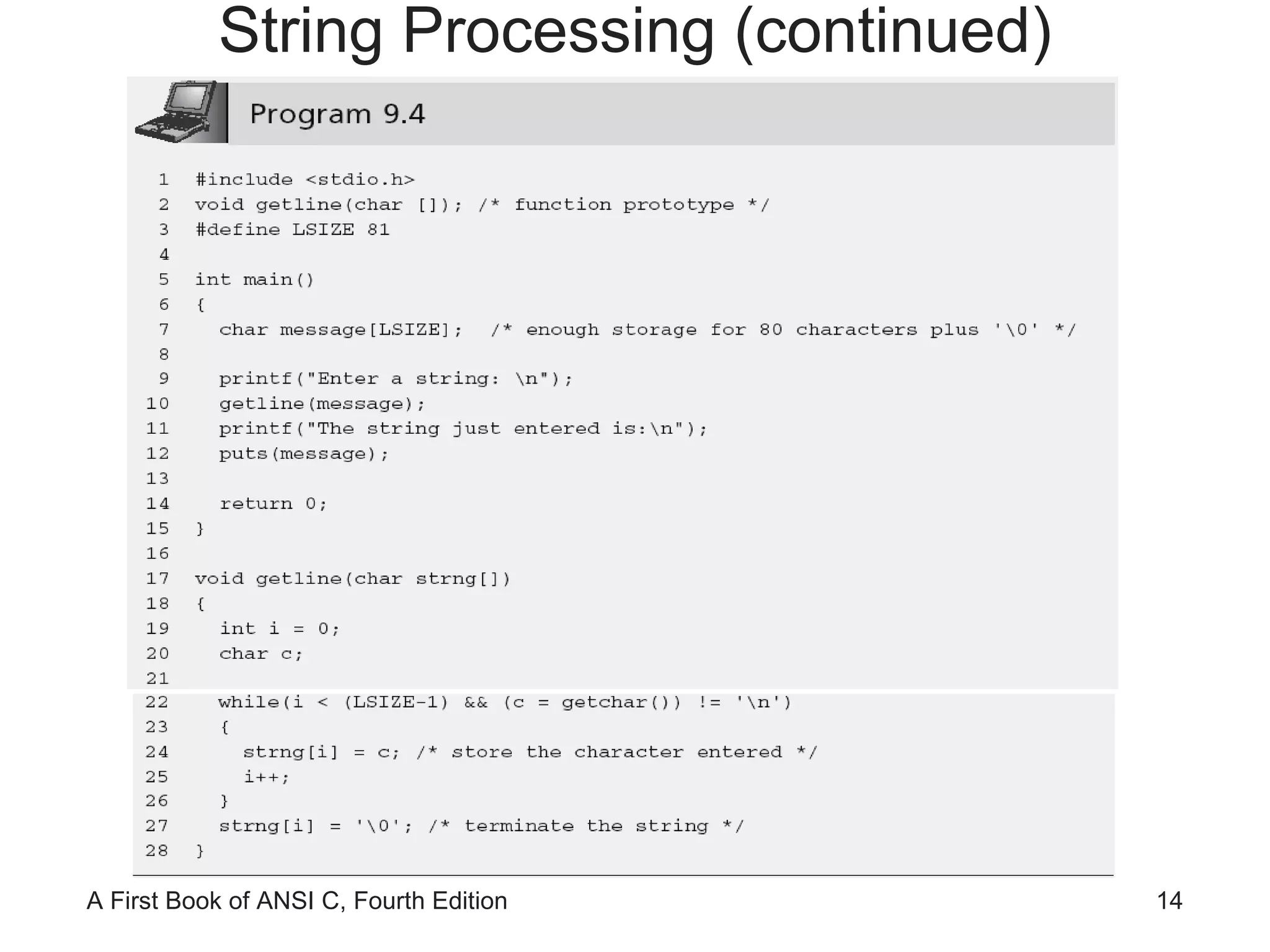 String Processing (continued) 