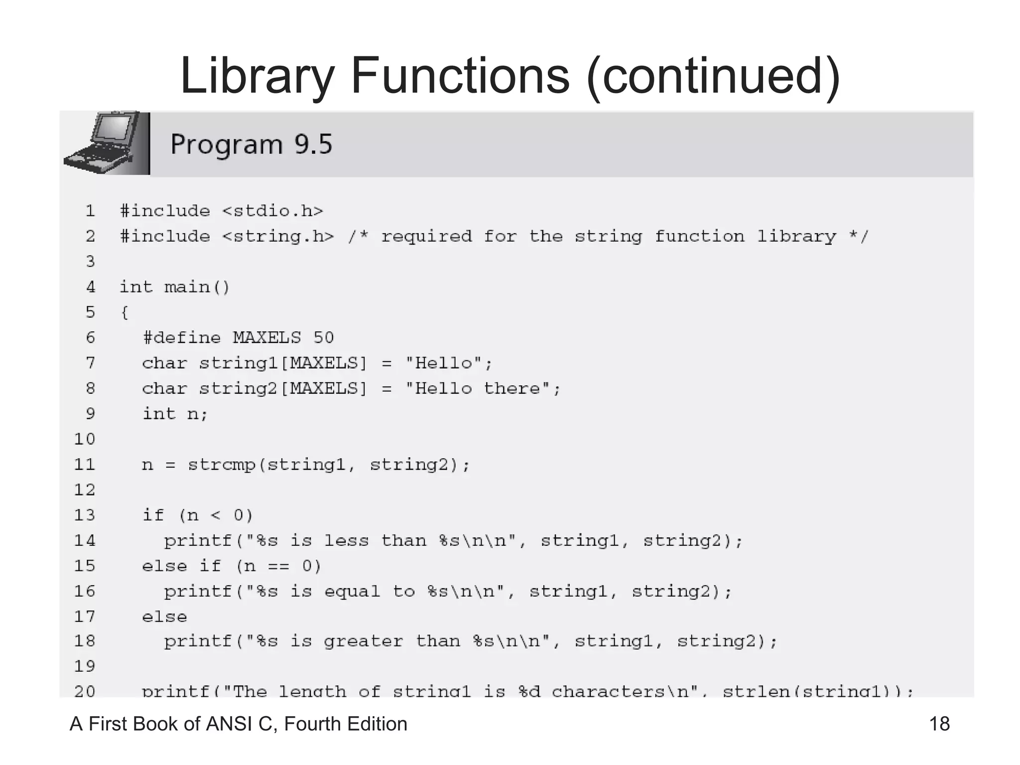 Library Functions (continued) 