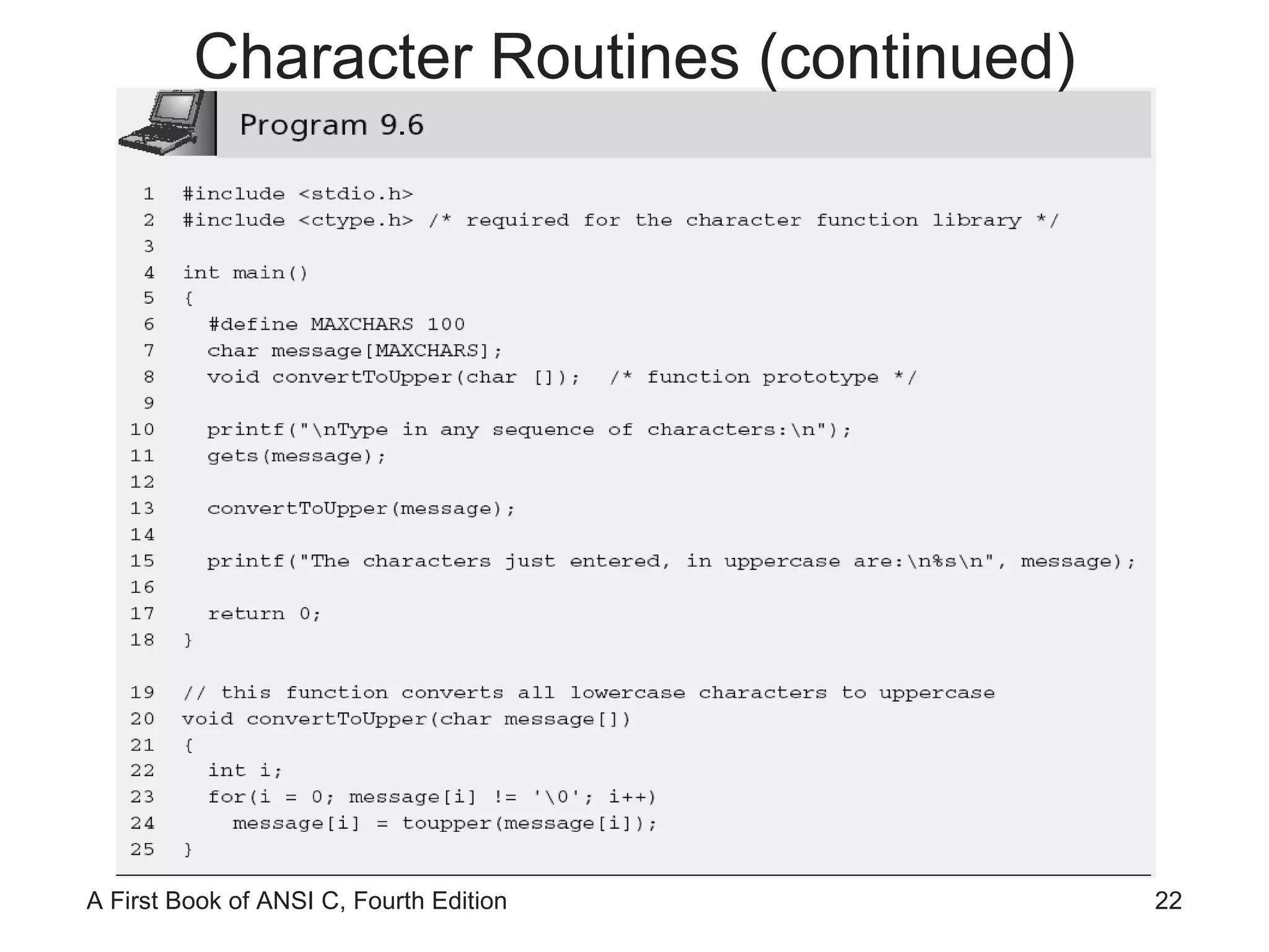 Character Routines (continued) 