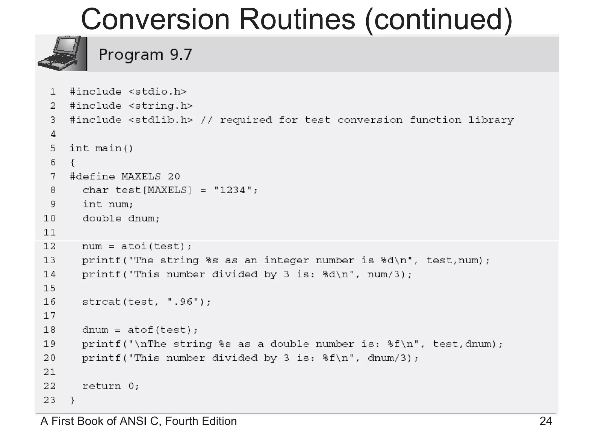 Conversion Routines (continued) 