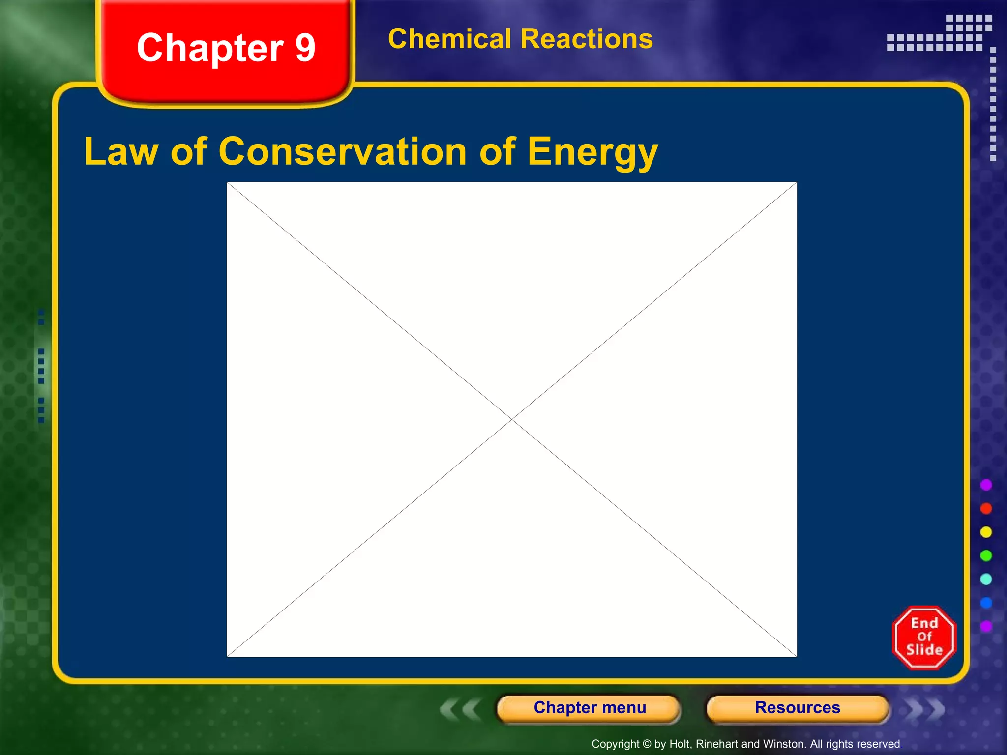 Law of Conservation of Energy Chemical Reactions Chapter 9 
