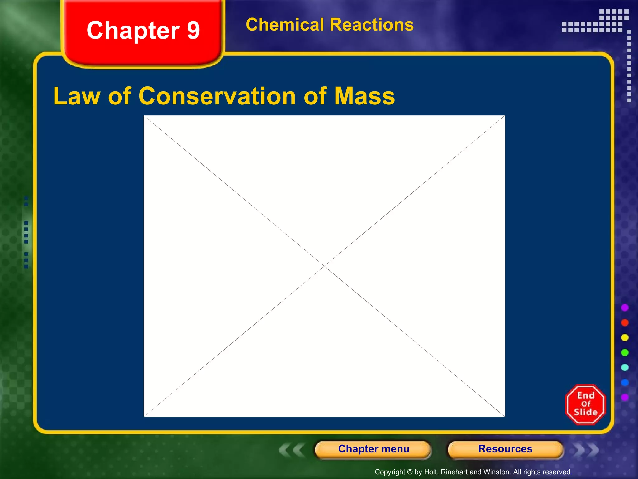 Law of Conservation of Mass Chemical Reactions Chapter 9 