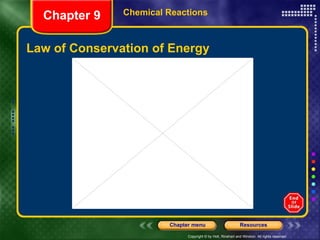 Law of Conservation of Energy Chemical Reactions Chapter 9 