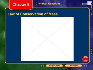 Law of Conservation of Mass Chemical Reactions Chapter 9 