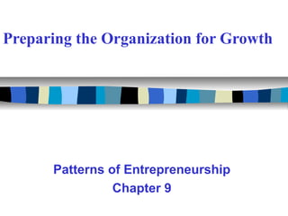 Preparing the Organization for Growth
Patterns of Entrepreneurship
Chapter 9
 
