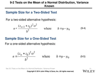 Known Sample Tests of Hypotheses for a Single Sample in stat | PPTX
