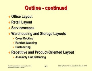 Outline - continued <ul><li>Office Layout </li></ul><ul><li>Retail Layout </li></ul><ul><li>Servicescapes </li></ul><ul><l...