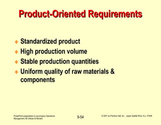 Product-Oriented Requirements <ul><li>Standardized product </li></ul><ul><li>High production volume </li></ul><ul><li>Stab...