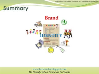 www.kerwinchu.blogspot.com
Be Greedy When Everyone Is Fearful
Copyright © 2009 Pearson Education, Inc. Publishing as Prentice Hall
Summary
Brand
IDENTITY
 