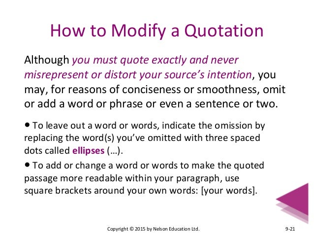 how to change a quote in an essay
