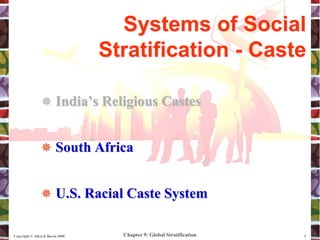 Chapter 9: Global Stratification
Copyright © Allyn & Bacon 2008 5
 India’s Religious Castes
 South Africa
Systems of Social
Stratification - Caste
 U.S. Racial Caste System
 