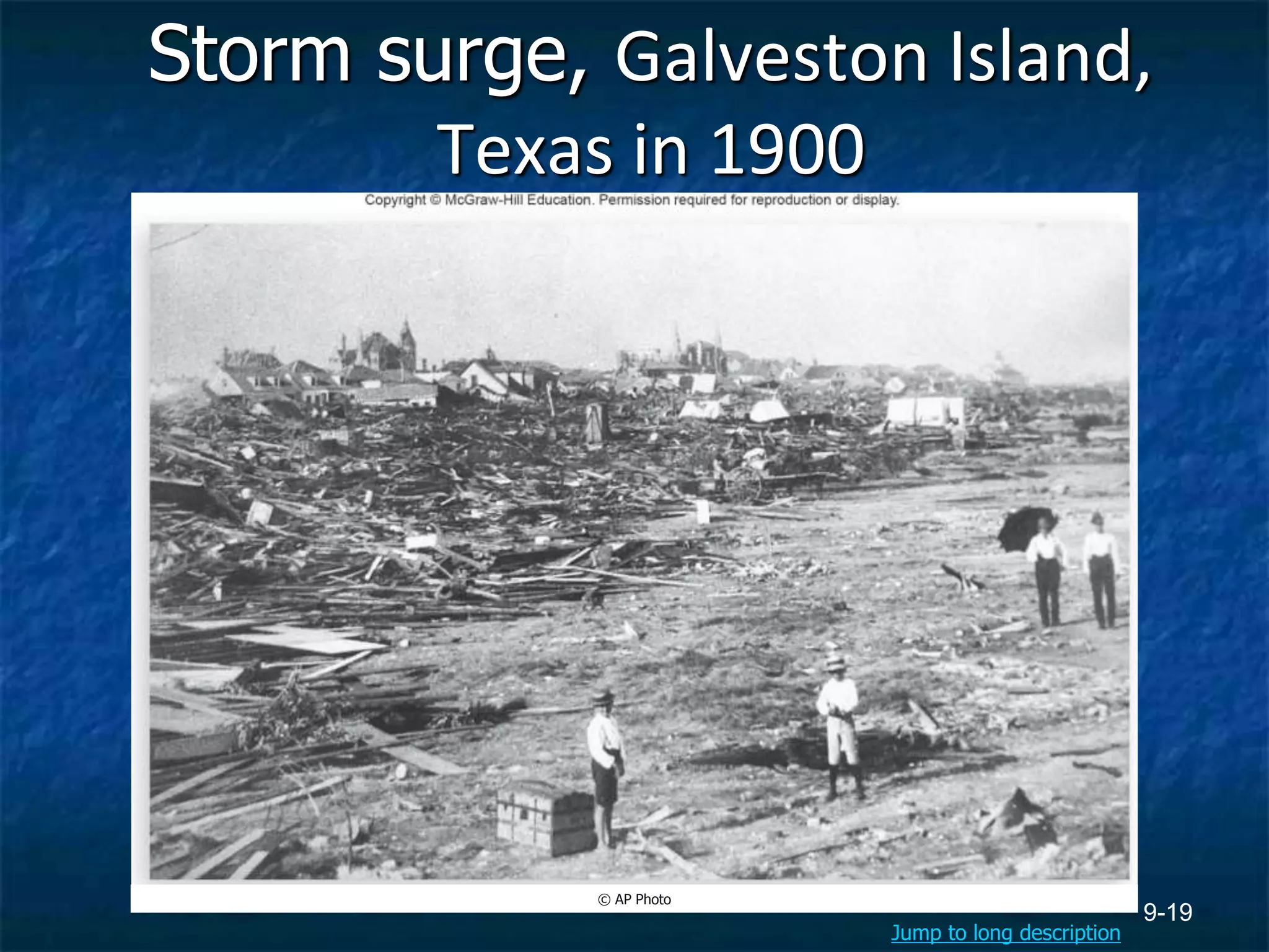 9-19
Storm surge, Galveston Island,
Texas in 1900
© AP Photo
Jump to long description
 