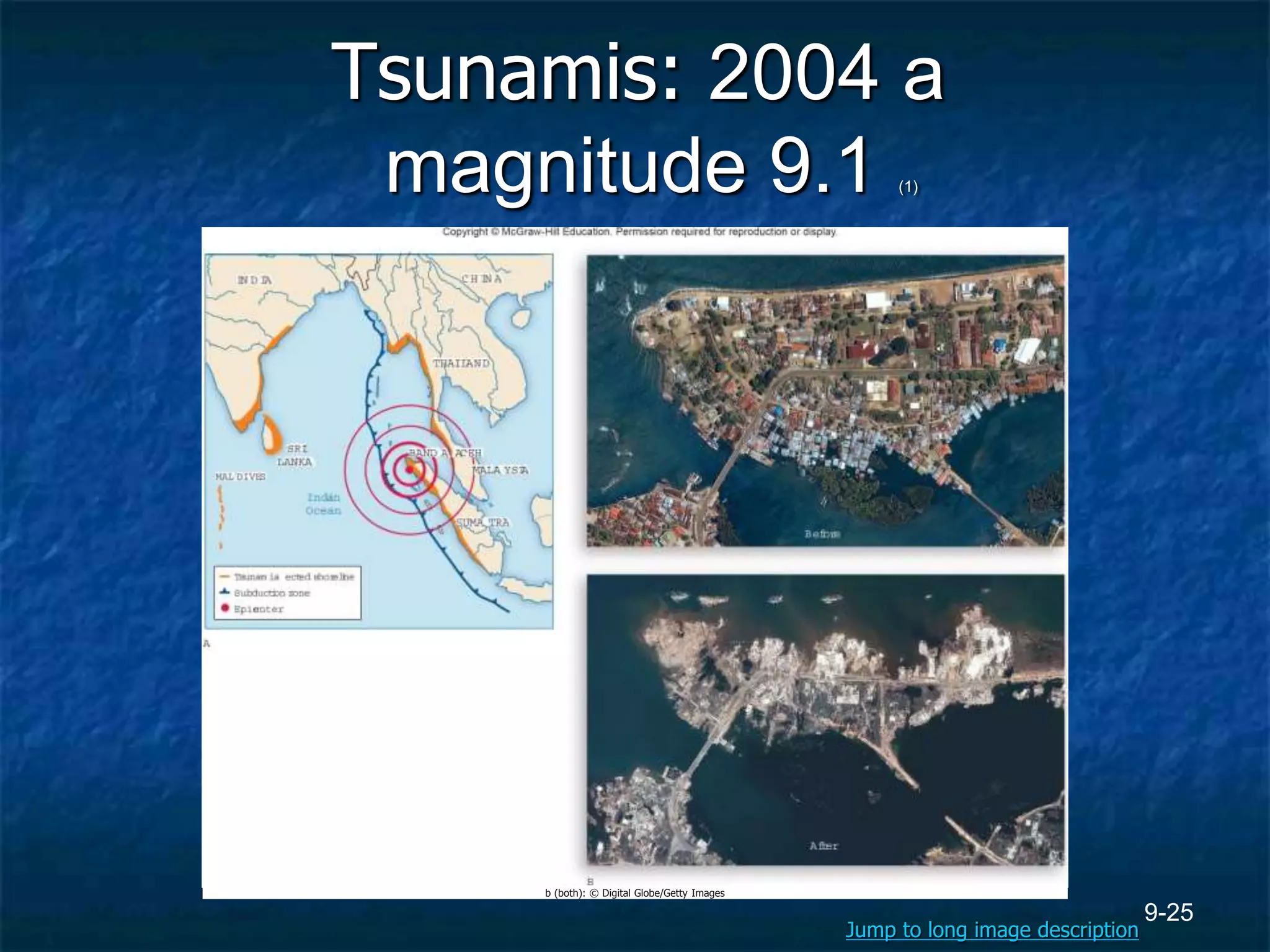 9-25
Tsunamis: 2004 a
magnitude 9.1 (1)
b (both): © Digital Globe/Getty Images
Jump to long image description
 