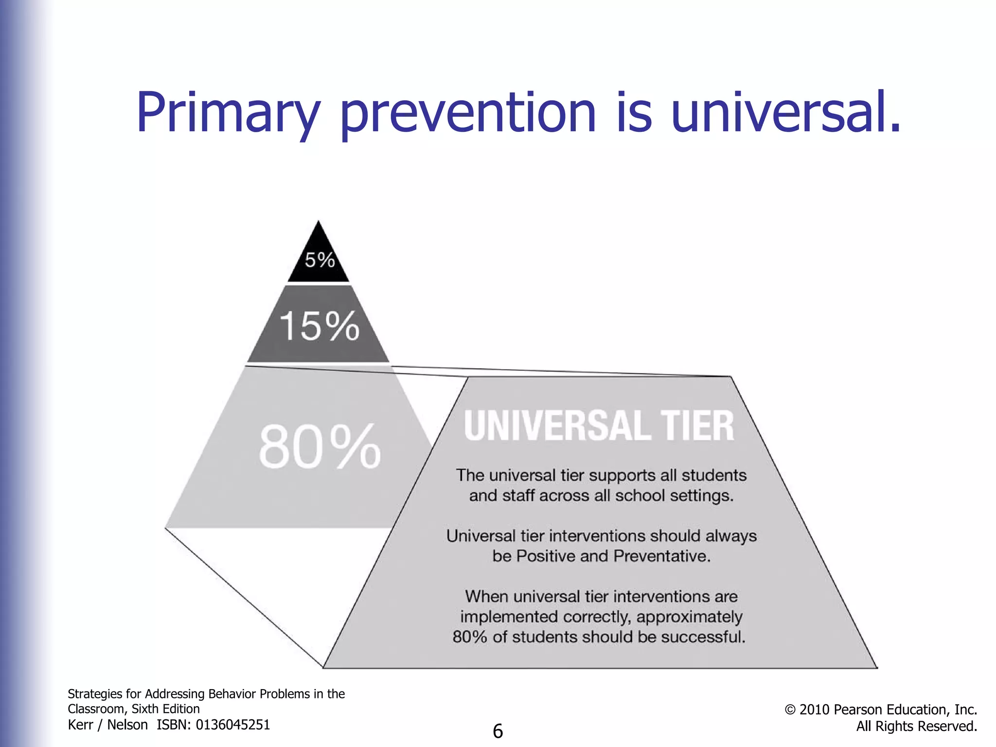 Primary prevention is universal.  