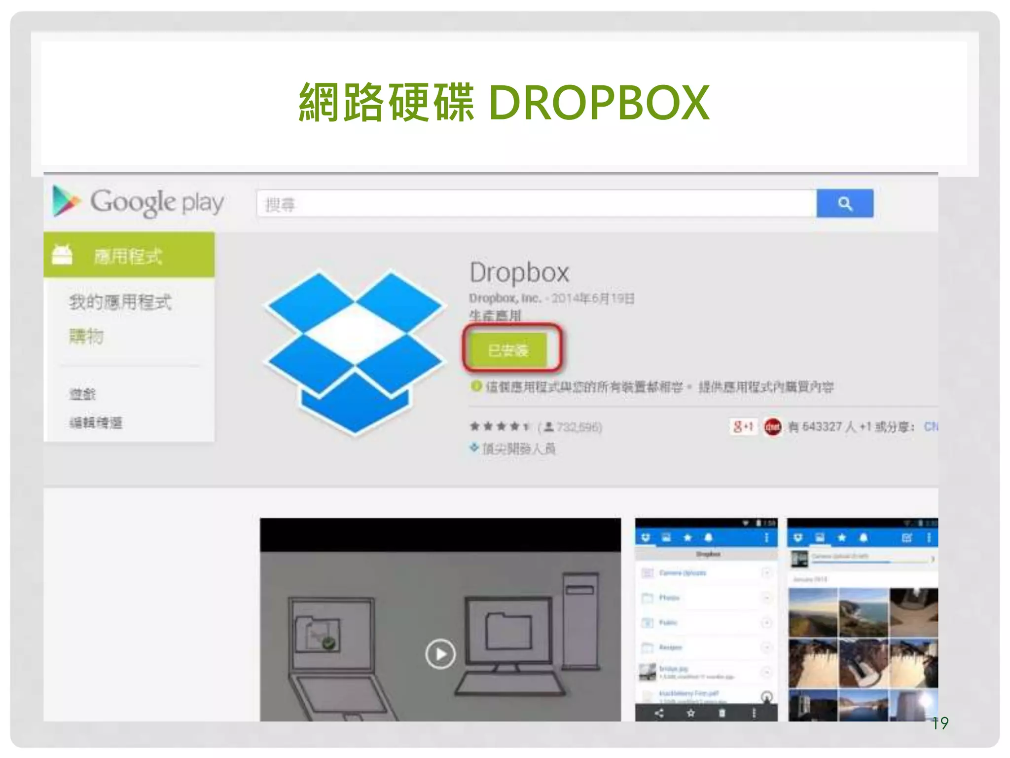網路硬碟 DROPBOX
19
 