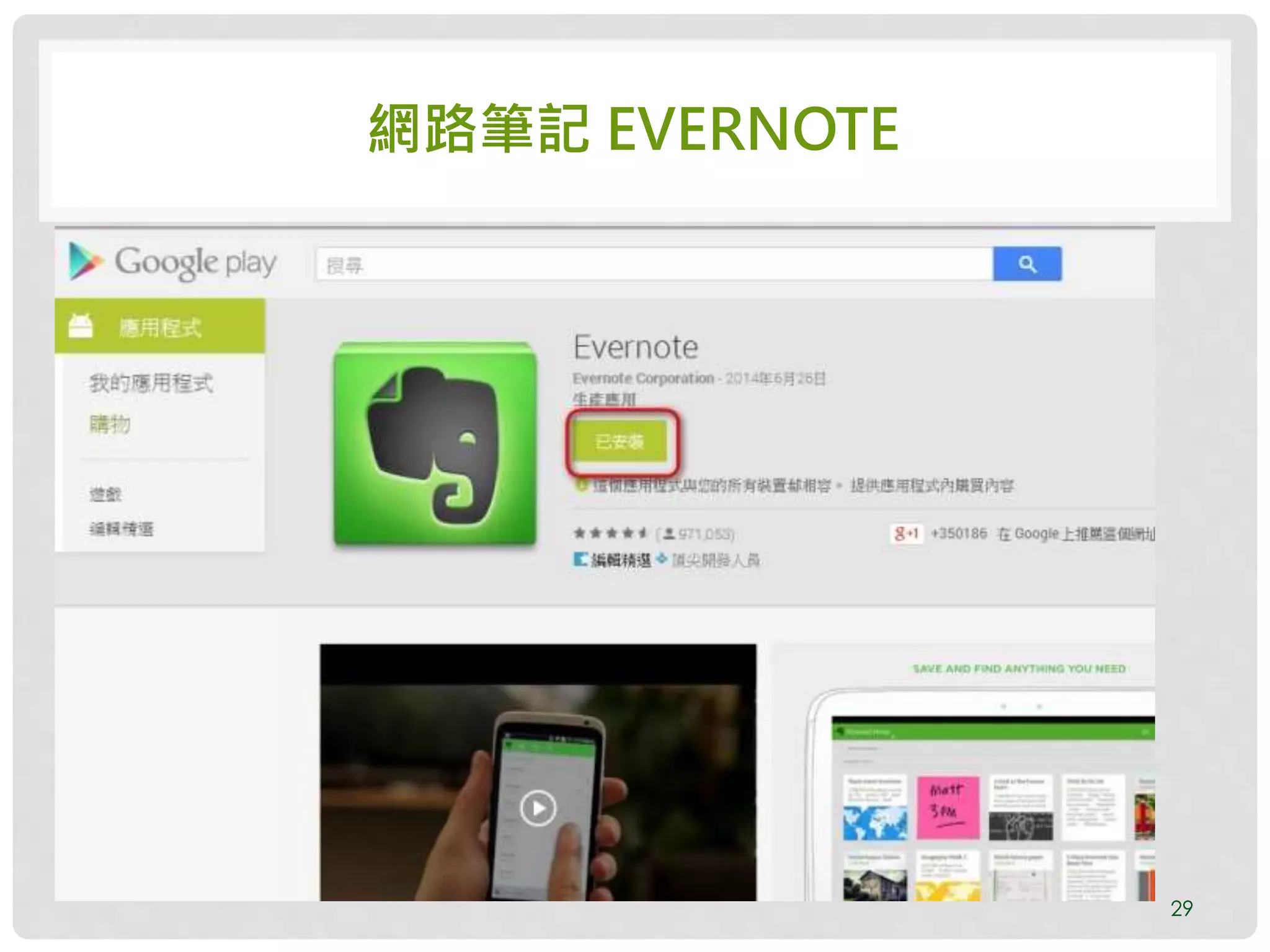 網路筆記 EVERNOTE
29
 