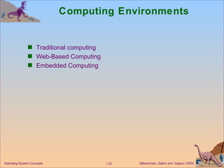 Computing Environments Traditional computing Web-Based Computing Embedded Computing 