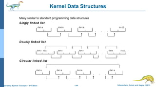 1.44 Silberschatz, Galvin and Gagne ©2013Operating System Concepts – 9th
Edition
Kernel Data Structures
Many similar to standard programming data structures
Singly linked list
Doubly linked list
Circular linked list
 