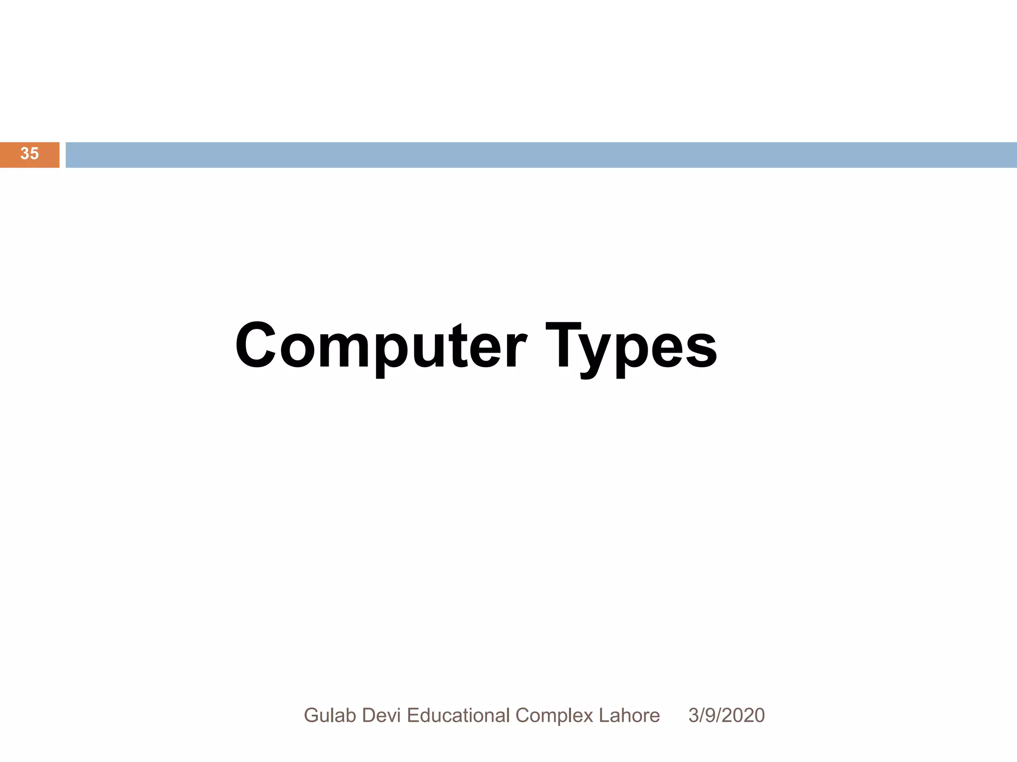 Computer Types
3/9/2020Gulab Devi Educational Complex Lahore
35
 