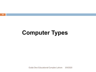 Computer Types
3/9/2020Gulab Devi Educational Complex Lahore
35
 