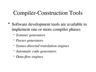 Intro to compiler construction, interpreters and other tools | PPT