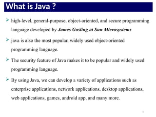 Comprehensive Introduction to Object Oriented Programming in Java | PPTX