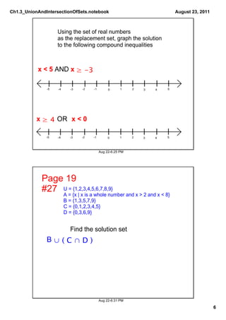 Ch1.3 union and intersection of sets | PDF