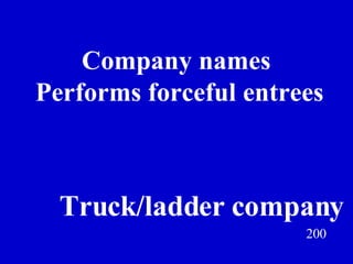 Company names  Performs forceful entrees 200 Truck/ladder company Jeff Prokop 