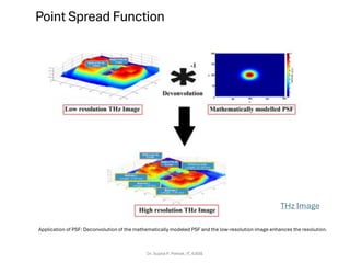 Point Spread Function
Application of PSF: Deconvolution of the mathematically modeled PSF and the low-resolution image enhances the resolution.
Dr. Sujata P. Pathak, IT, KJSSE
THz Image
 