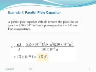 Example 1: Parallel-Plate Capacitor
21-10-2015 FCI 7
 