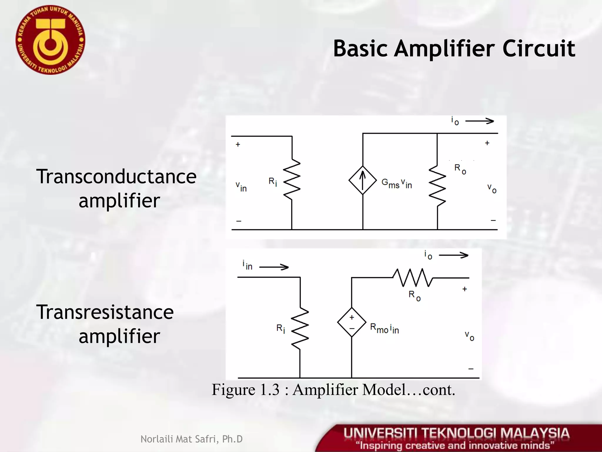 Intro to Amplifier CircuitAmplifier is a system that can amplify weak electrical signal into strong one by increasing the power level of the weak input signal.