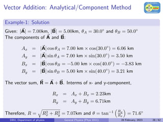 vector addition: component method example | pdf |... General Physics (Phys 1011): Vectors Basics | PDF