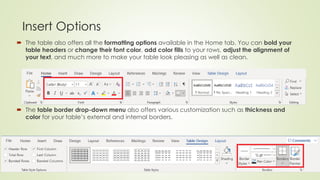 Insert Table Options Images 1.0 Introduction to Information Technology | PDF