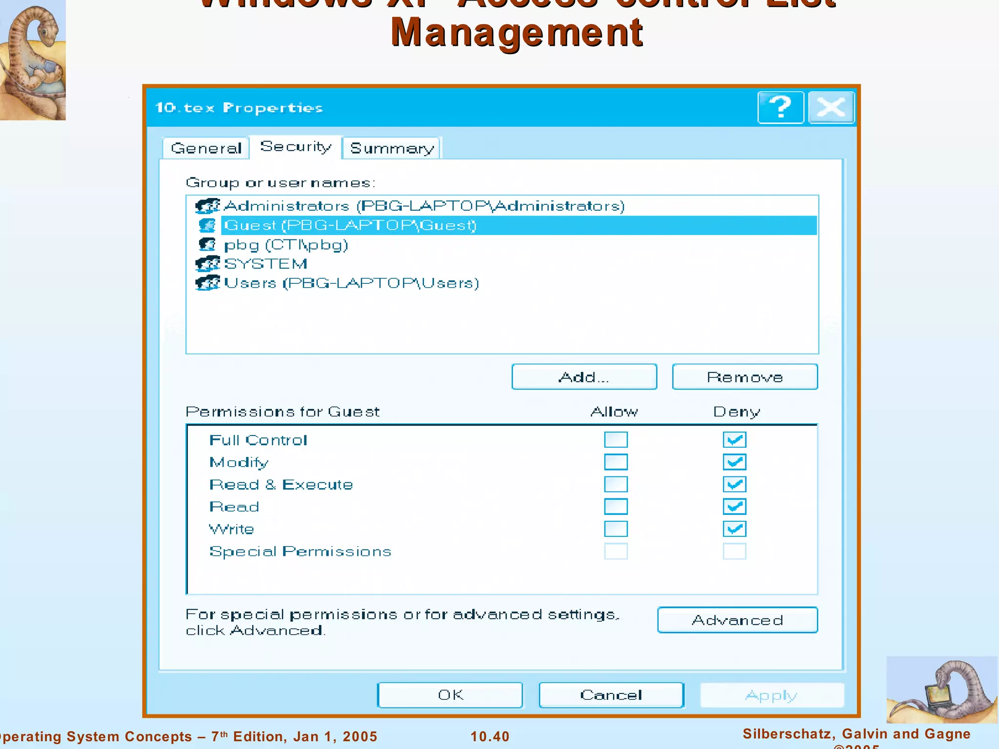 Windows XP Access-control List Management 