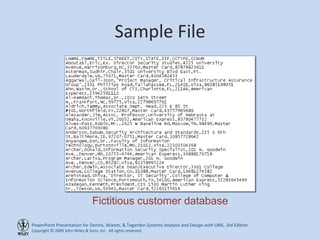 Sample File Fictitious customer database 