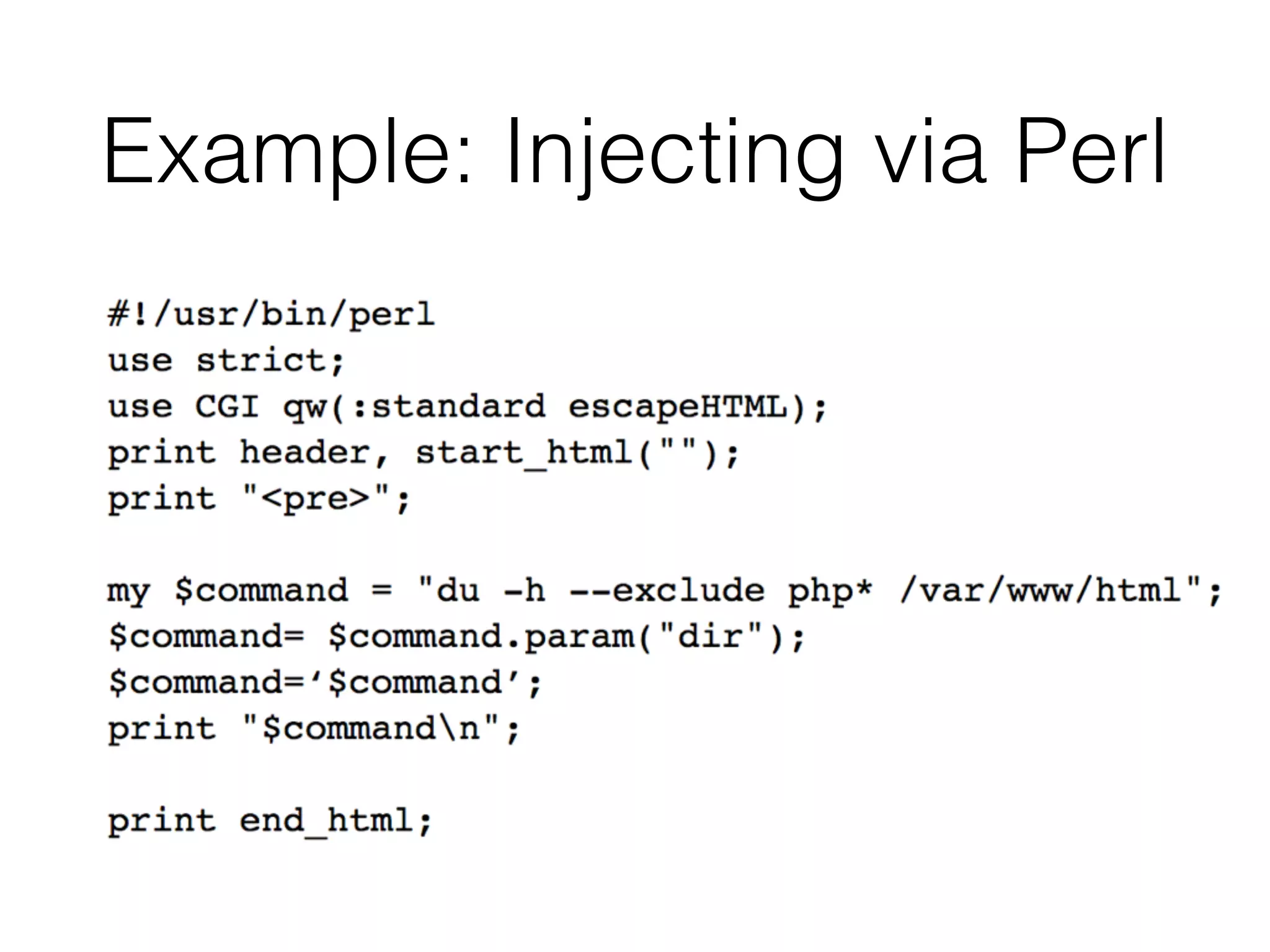 Example: Injecting via Perl
 