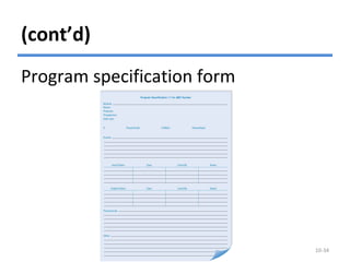 (cont’d)
© Copyright 2011 John Wiley & Sons, Inc. 10-34
Program specification form
 